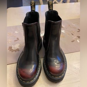 2976 Smooth Leather Platform Chelsea Boots in Burgundy Polished Smooth